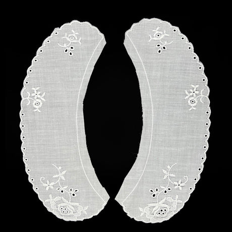 Vintage Floral Embroidered Cotton Collar Sarah White Small Full