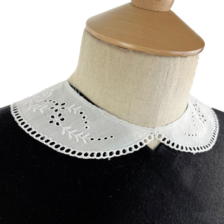 Vintage Floral Embroidered Cotton Collar Tinkerbell Side