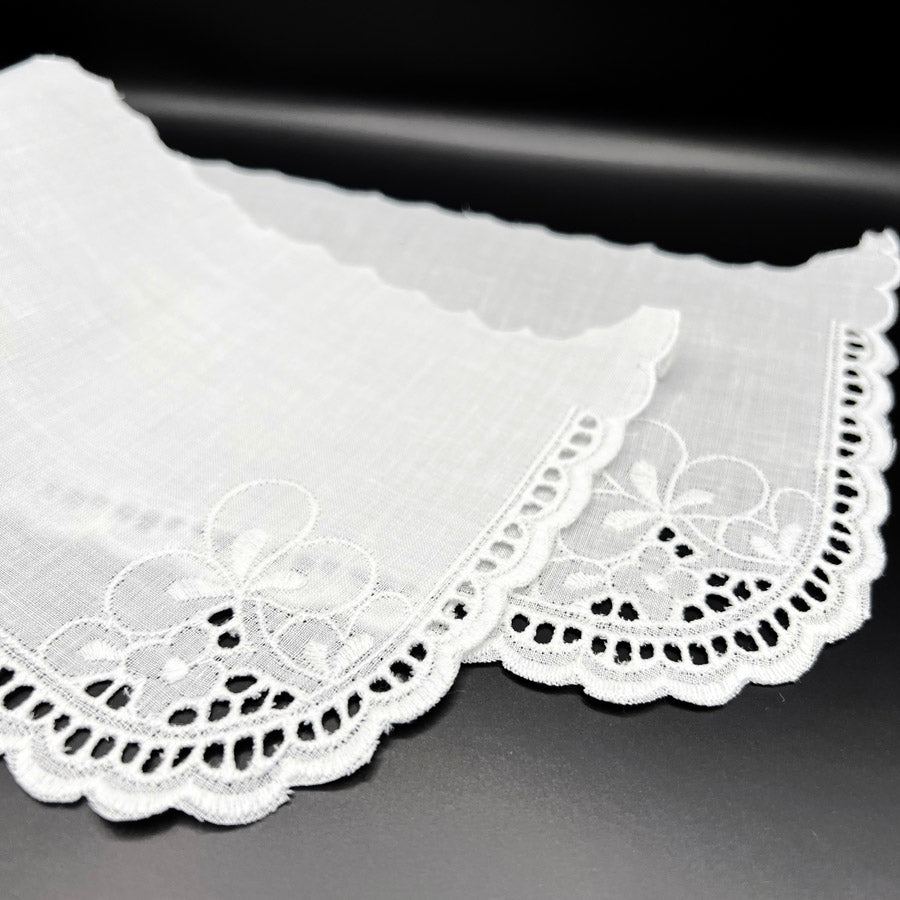 Vintage Floral Embroidered Cotton Collar Victoria White