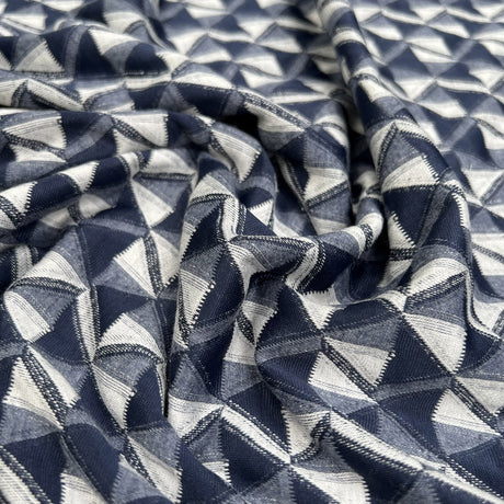 Vipiana Viscose Polyester Italian Exdesigner Knitted Blue White Abstract Jersey Fabric