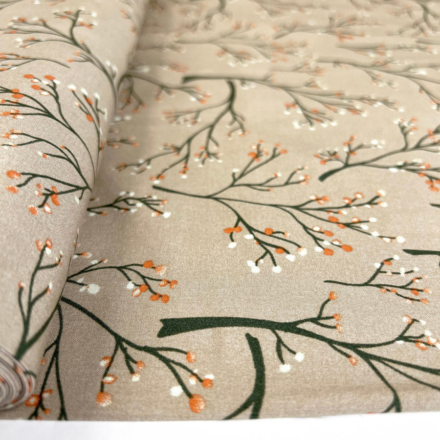 Viscose Challis - Sprig Taupe