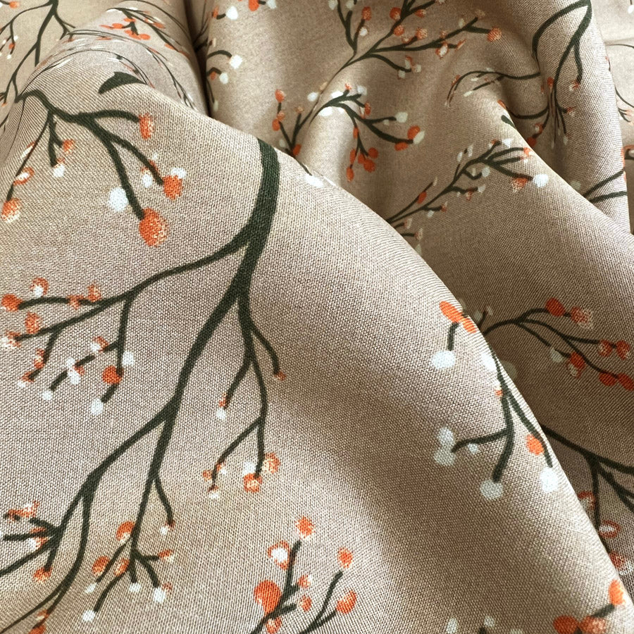 Viscose Challis - Sprig Taupe