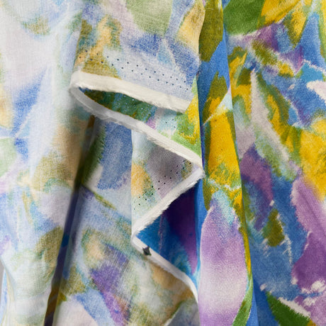 Viscose Colourful Abstract Dress Fabric Sunlit Spectrum Hang