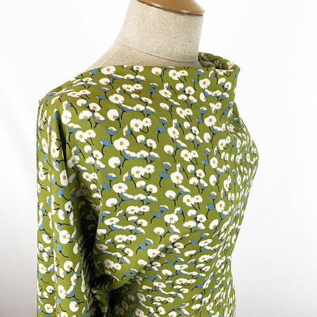 Viscose Dress Fabric Maya Green Floral Side
