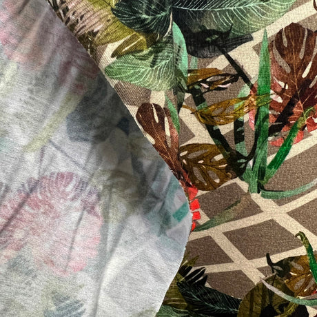 Viscose Elastane Knitted Jersey Dress Fabric A Leafy Retreat Hang