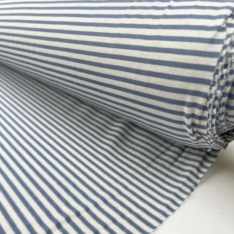 Viscose Jersey - Pale Blue Stripe