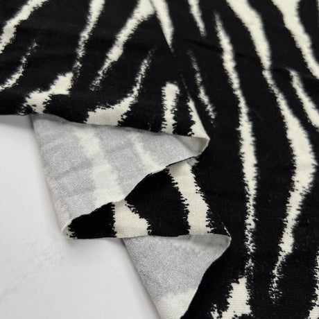 Viscose Jersey Zebrush Zebra Print Black White Knit Jersey Fabric Fold