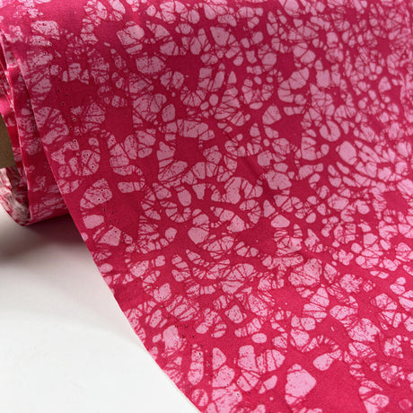 Viscose Pink Batik Challis Abstract Dress Fabric Roll
