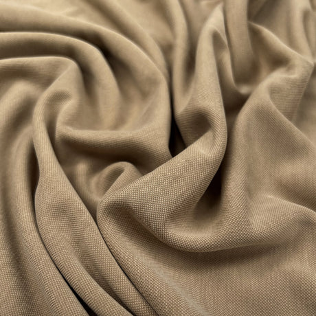 Viscose Tencel Finish Beige Polyester Plain Soft Pique Knit Leisure Wear Fabric