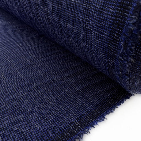 Vitalibi Italian Blue Black Fine Woven Wool Linen Suiting Fabric Roll