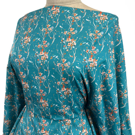 Voyage Aramathwaite Peach Kingfisher Ness Poplin Cotton Dress Fabric Side