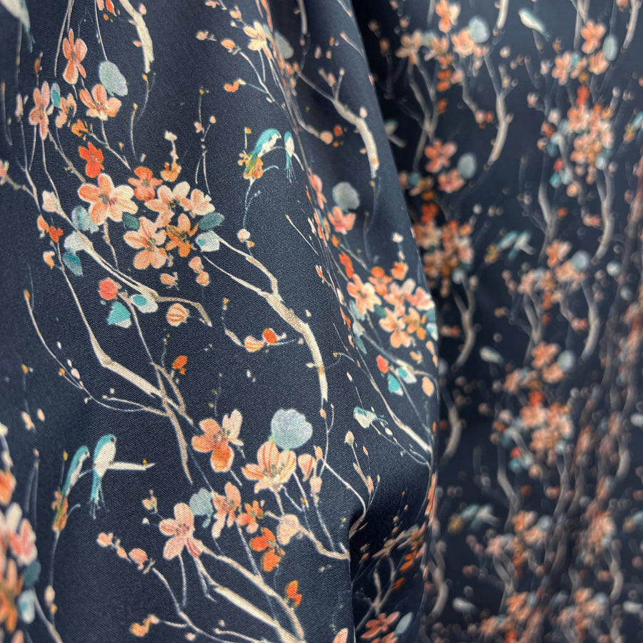 Voyage - Armathwaite Peach Navy Ness Poplin Cotton