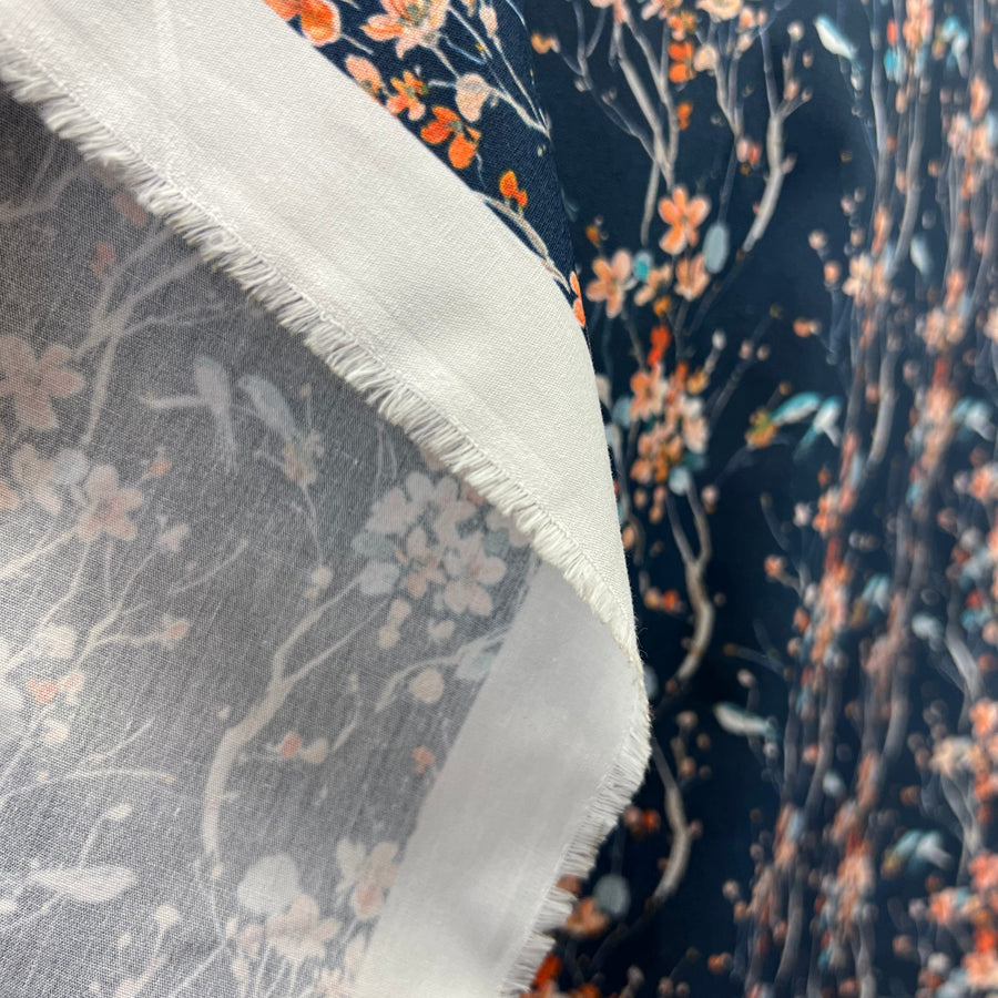 Voyage - Armathwaite Peach Navy Ness Poplin Cotton