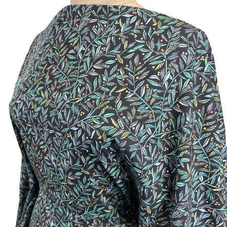 Voyage Torquay Pomegranate Navy Ness Poplin Cotton Dress Fabric Side