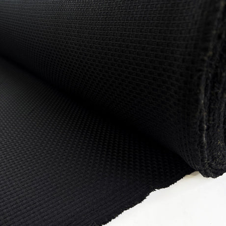 Waffle Wool Coating Black Nylon Woven Pattern Fabric Roll