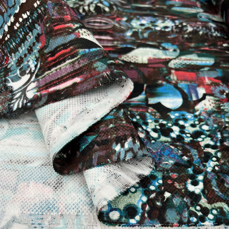 Wassabi purple cotton spandex abstract woven stretch trouser fabric fold