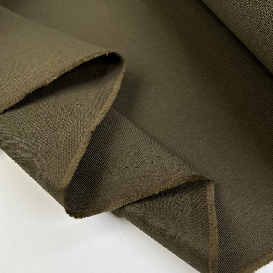 Waxed Cotton Ranger Drill Olive British Water Resistant Coat Fabric Fold