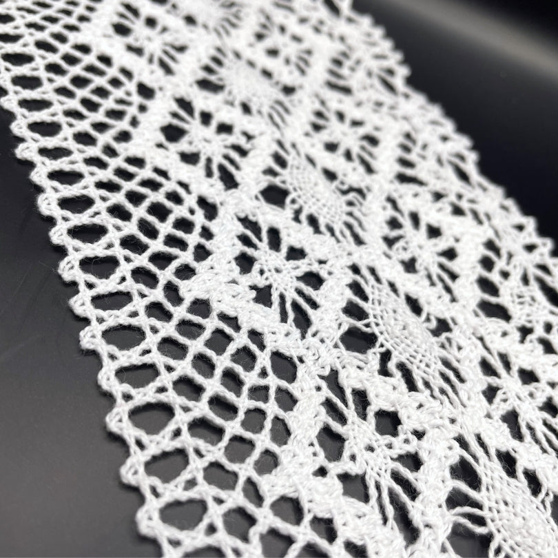 Crochet Lace - Wide Diamond - White