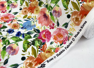 Wide Width Cotton Poplin Nola Oeko Tex Floral Print Colourful Craft Fabric Roll