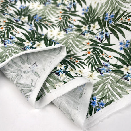 Wide Width Cotton Poplin Suri Oeko Tex Leaf Print Green White Craft Fabric Fold