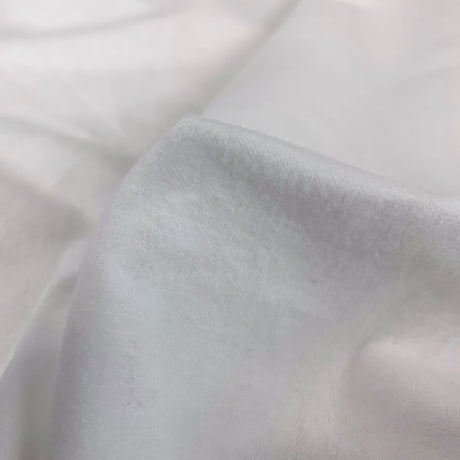 Winceyette Plain White Cotton Flannel Fabric Close Up