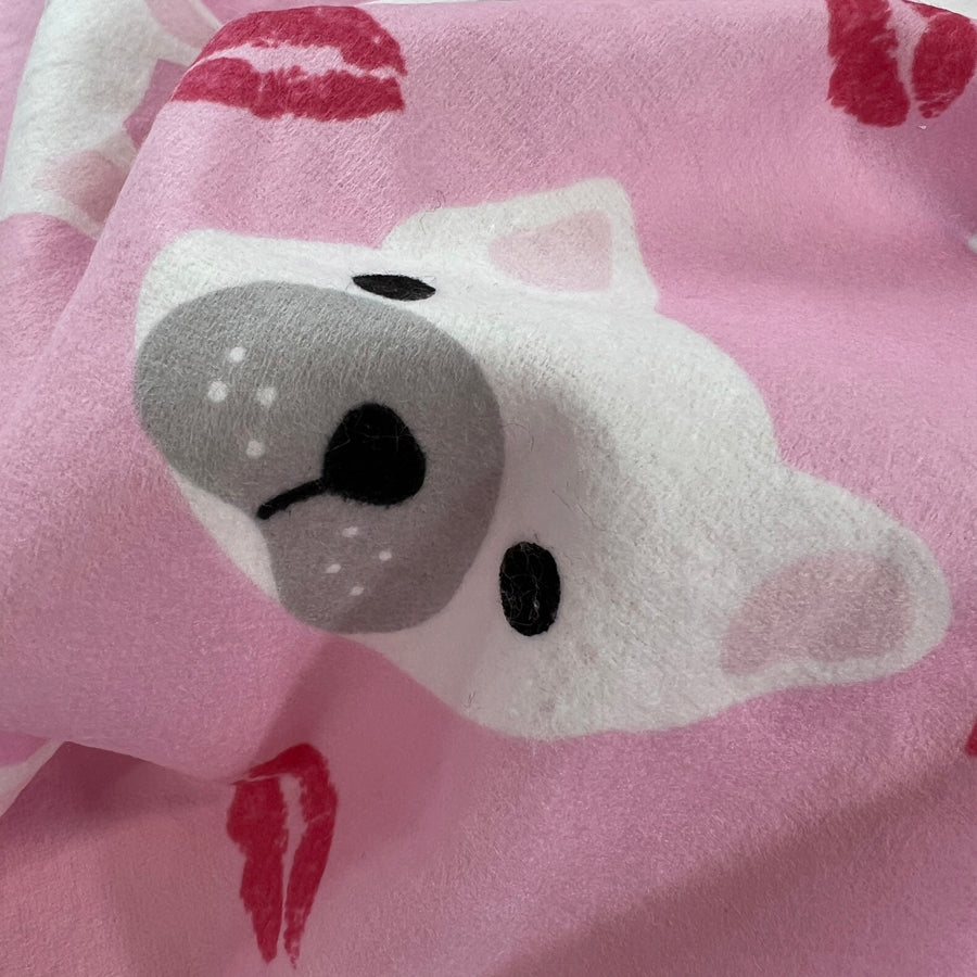 Remnant - Winceyette - Pink Pug (1m)