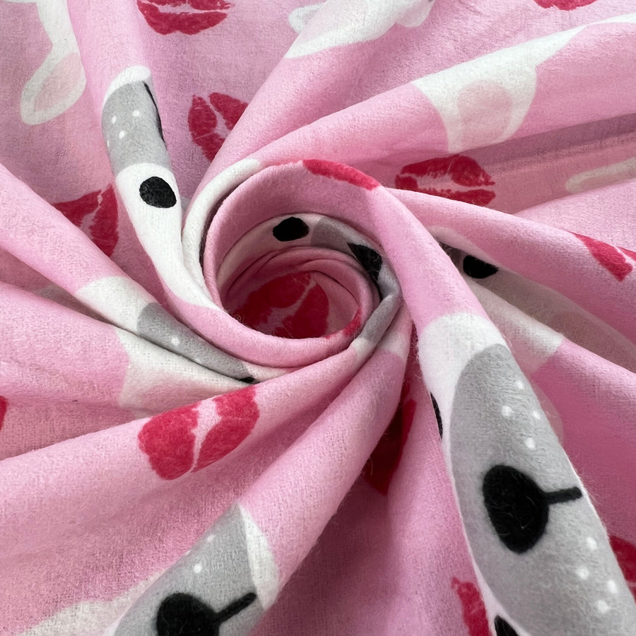 Remnant - Winceyette - Pink Pug (1m)