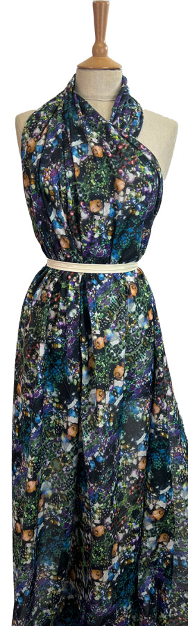 Winterberry Blast Blackcurrant Purple Blue Printed Cotton Voile Dress Fabric Mannequin