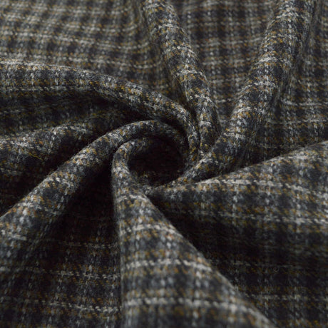 Wool Mini Sporting Wollen Checked Brown Beige Fabric Cud