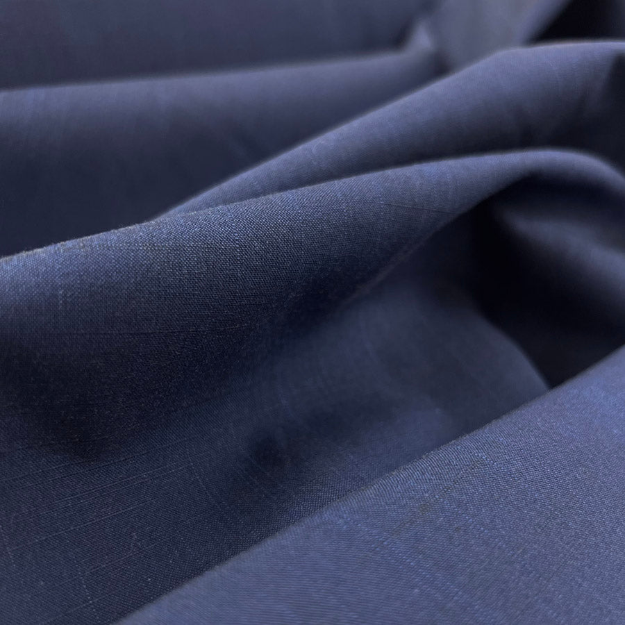 Woven Cotton Fine Overcheck Shirting Fabric Oekotex Amour Navy