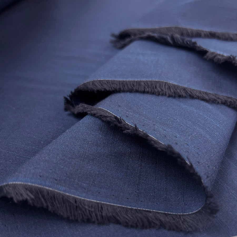 Woven Cotton Fine Overcheck Shirting Fabric Oekotex Amour Navy Fold