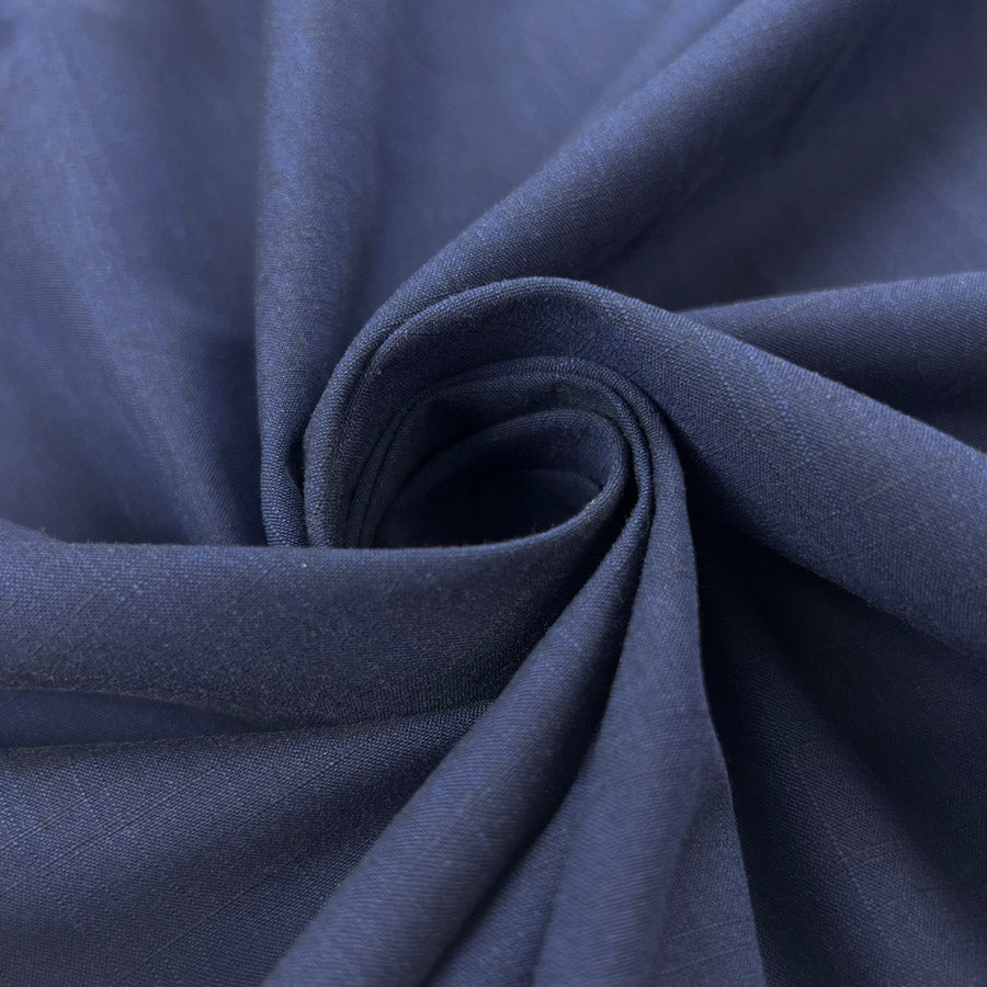 Woven Cotton Fine Overcheck Shirting Fabric Oekotex Amour Navy Twist