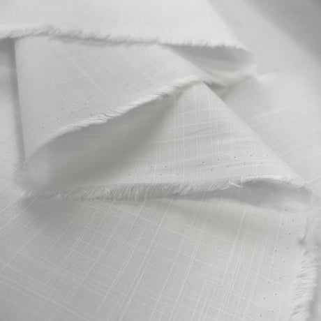 Woven Cotton Fine Overcheck Shirting Fabric Oekotex Amour White Fold