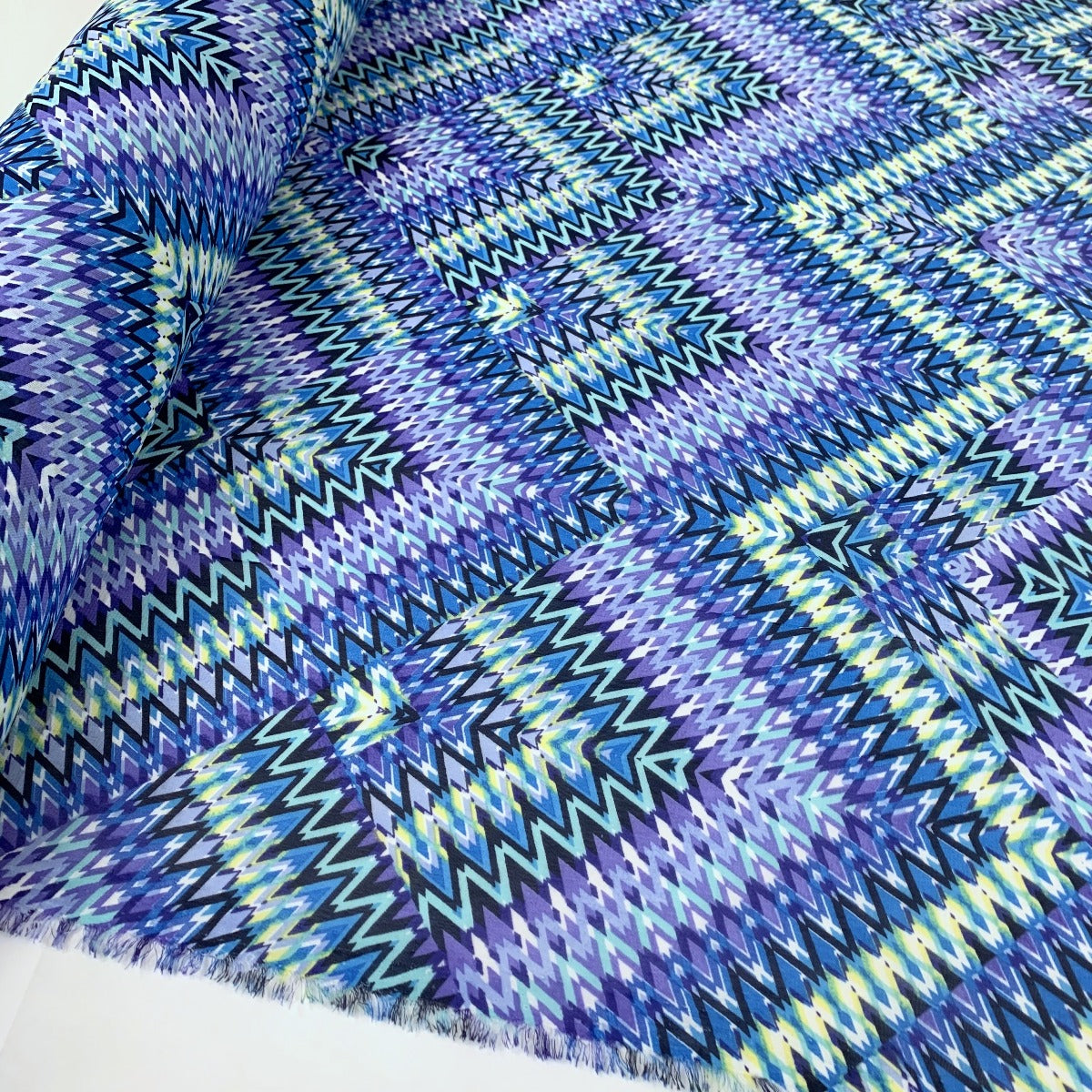 Remnant - Abstract Zig Zag - Blue & Purple Chiffon (3m)