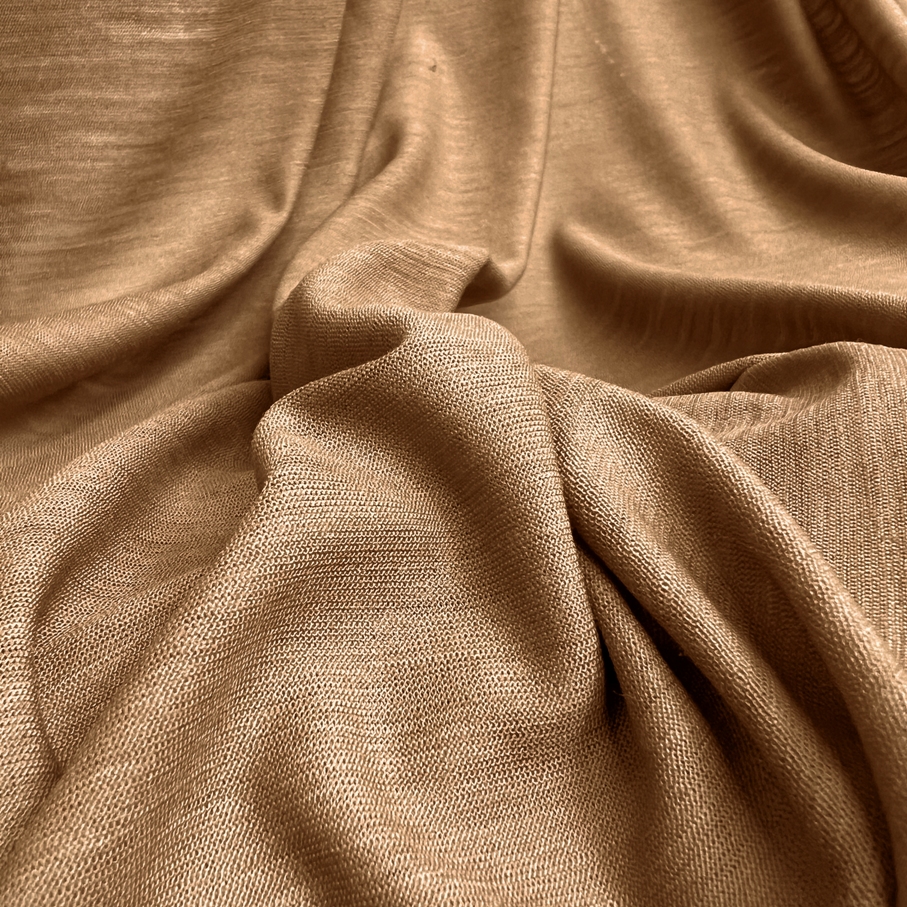 spanning paars stel je voor Italian Merino Wool Jersey Dressmaking Fabric - Tan