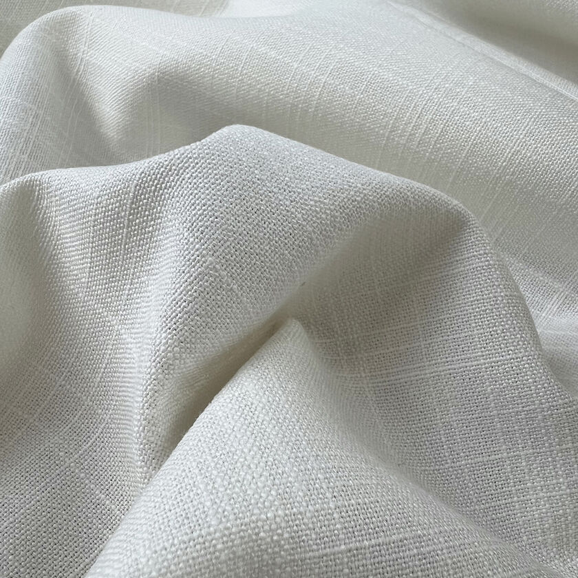 White Linen Cotton Polyester Slub Woven Fabric - The Look