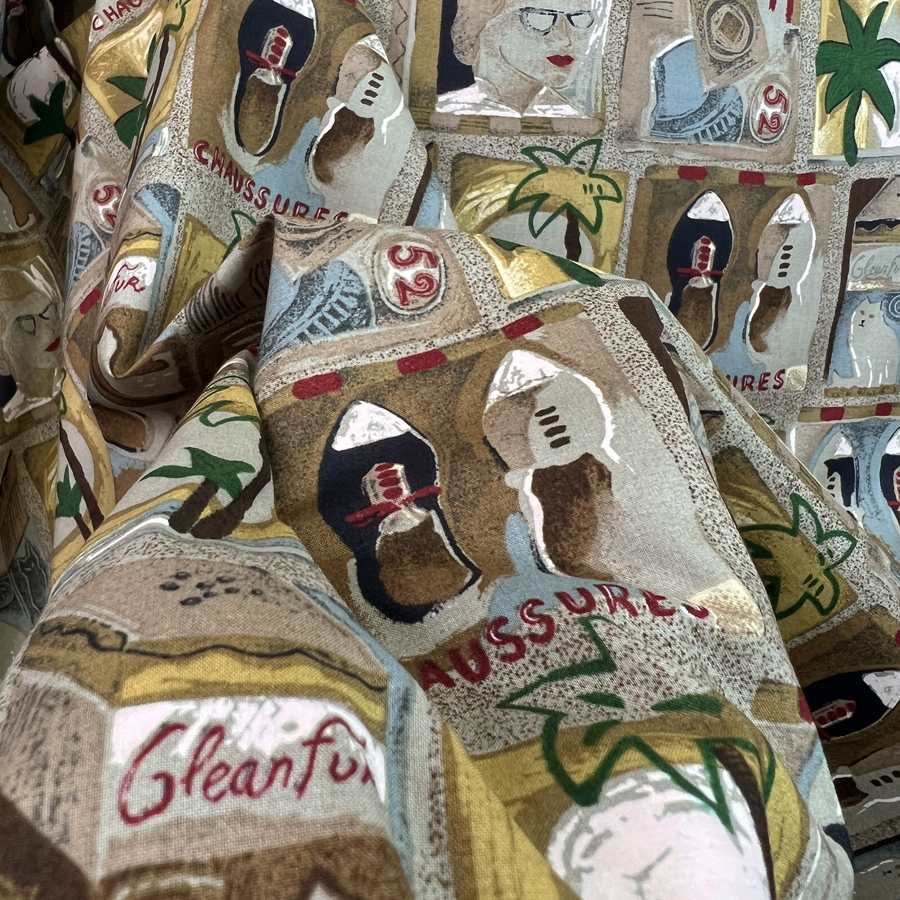 Brown Abstract Print Dress Fabric Pima Cotton Lawn Riviera