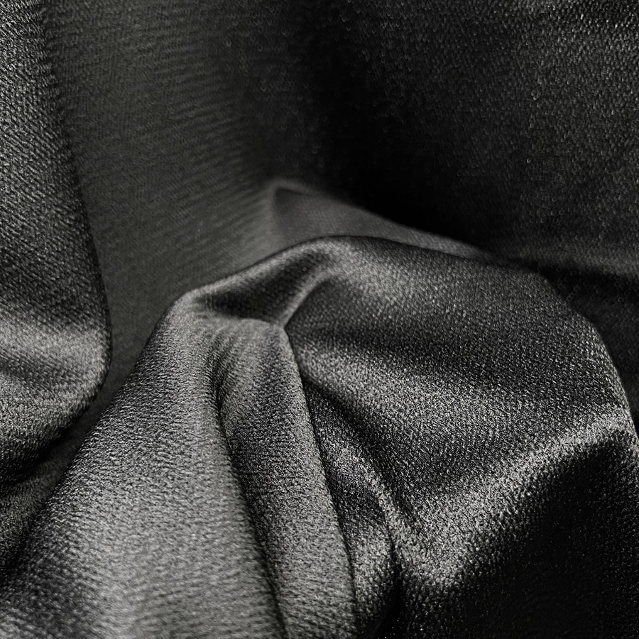 Ex-Designer Poly Viscose Dress Fabric - Hammered Satin Black
