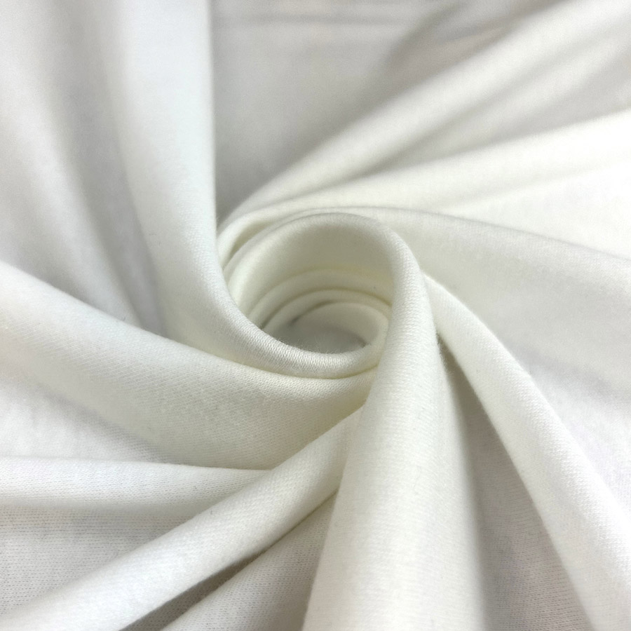 British Knitted Cotton Interlock Jersey Fabric - White