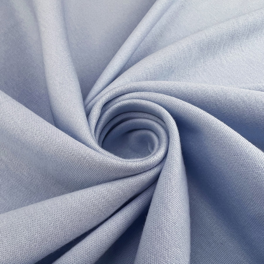 British Knitted Cotton Interlock Jersey Fabric - Pale Blue