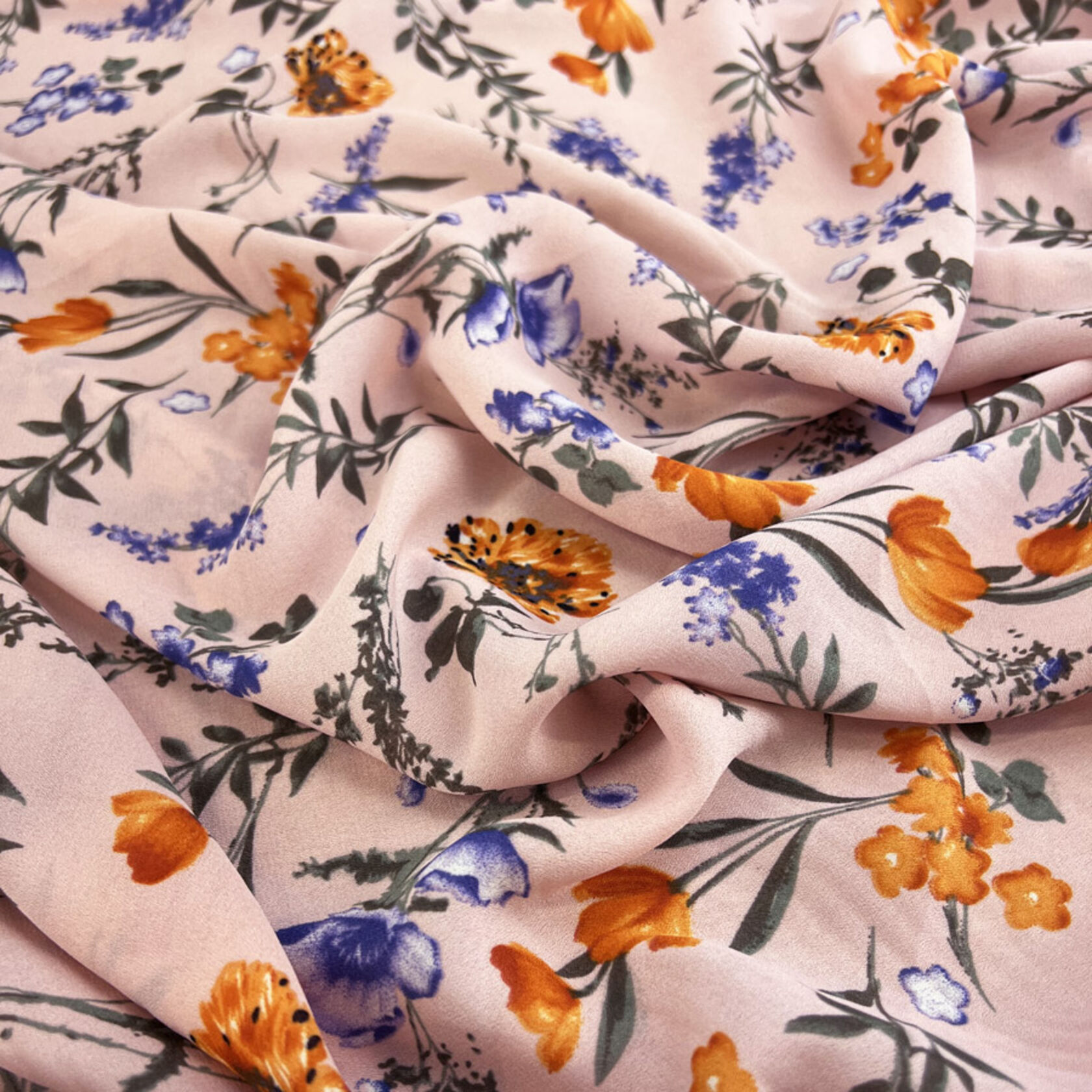 Polyester Pink Floral Dress Fabric Printed Georgette Amy