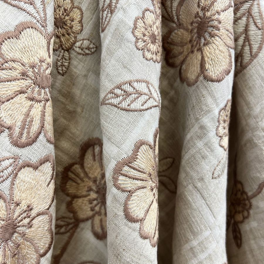 Linen shop embroidered fabric