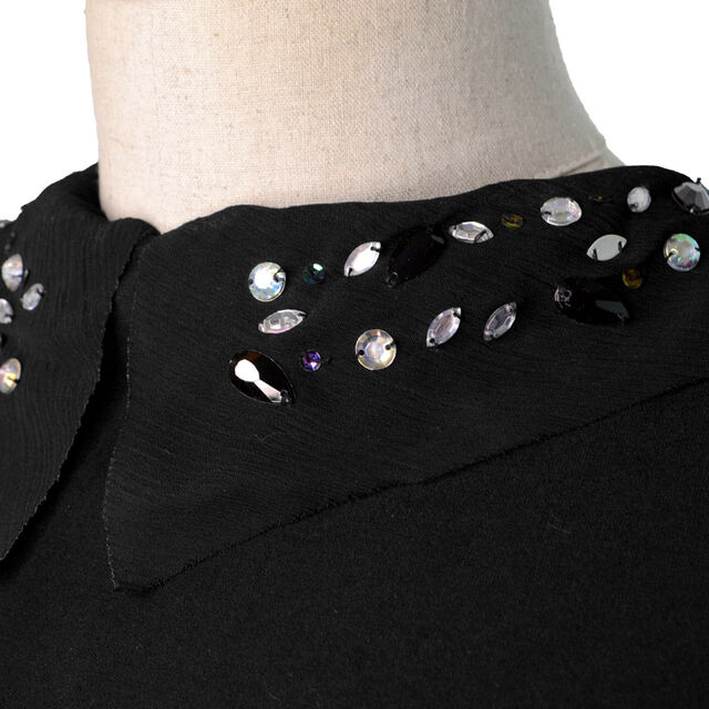 Embellished Sequin Mesh Collar - Black