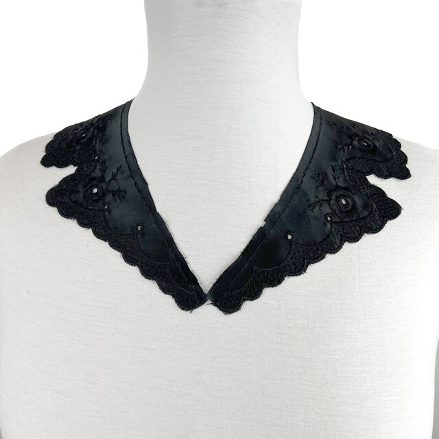 Satin Embroidered Collar - Downton Abbey - Violet - Black