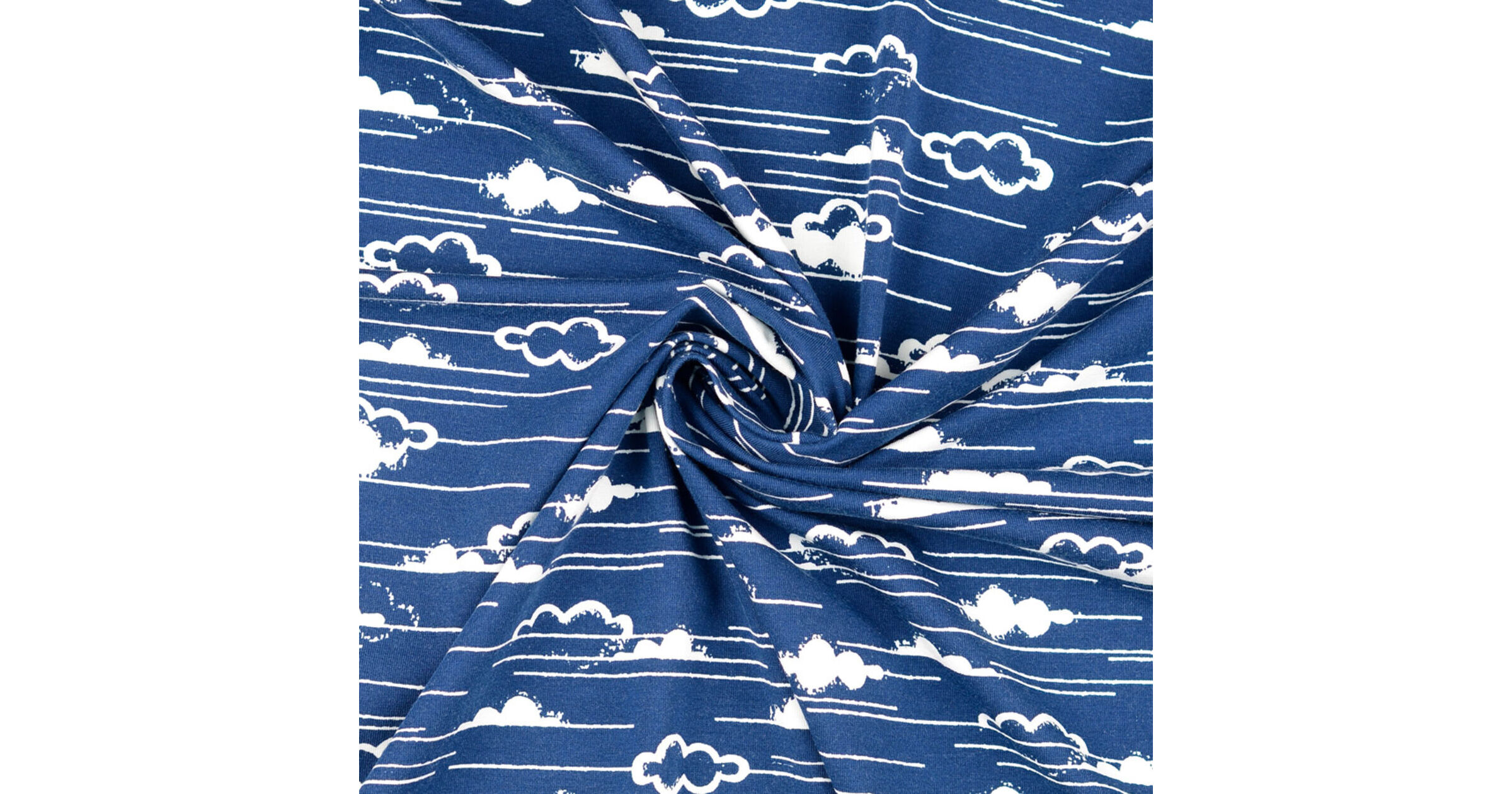Cloud Print Blue Cotton Fabric Organic Jersey Dreamweave