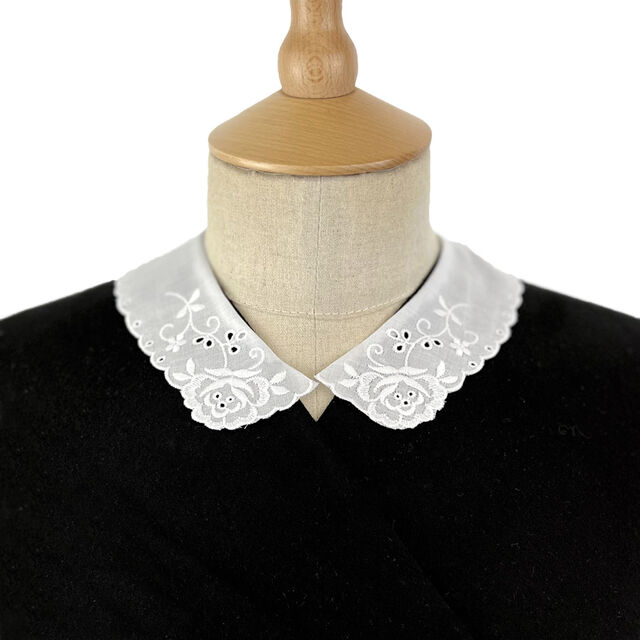 Embroidered Collar - Sarah - White - Large