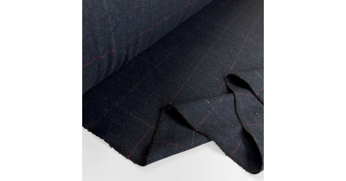 Remnant (0.95m) Wool Polyester Blend Herringbone Weave Suiting Fabric ...