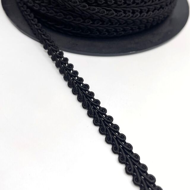 Scrolled Gimp Braid Trim - Black