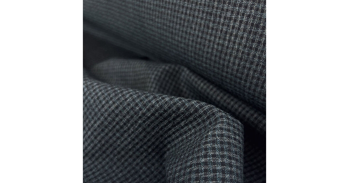 Italian Black & Blue Check Superfine Wool Suiting | Stanley