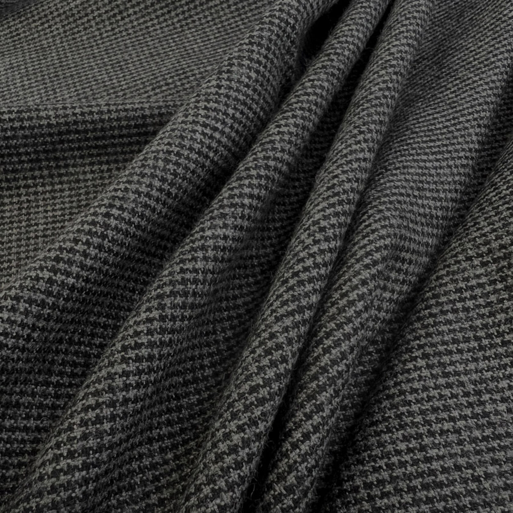 Italian Wool Black Grey Check Suiting Fabric